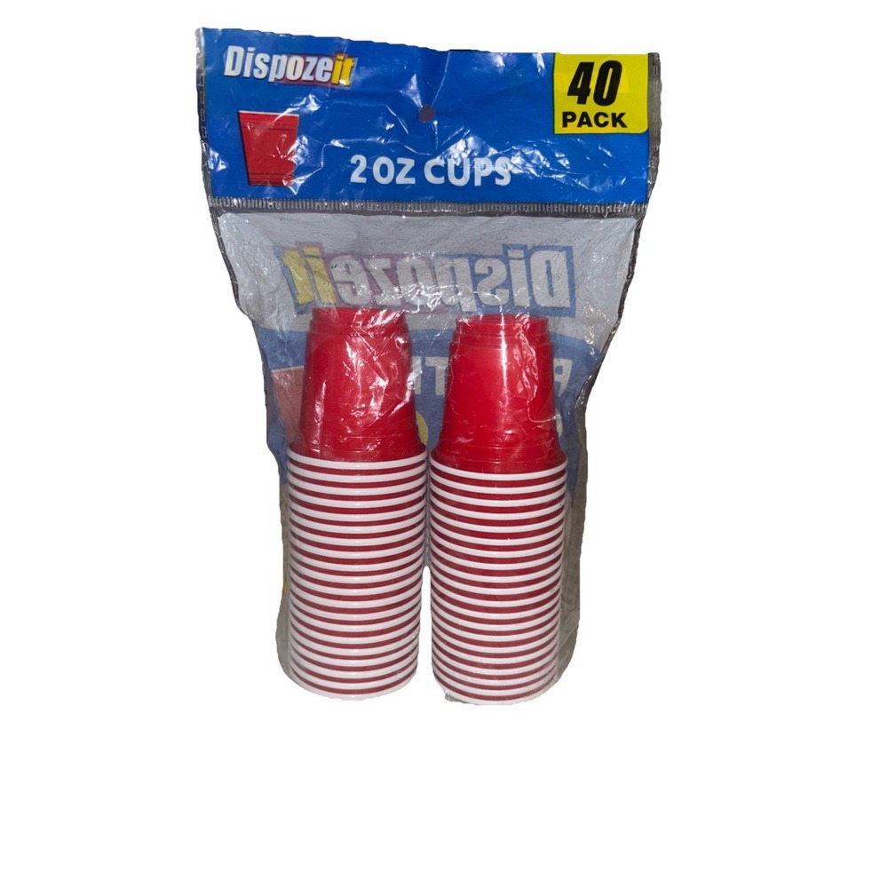 Dispoze It  2oz Red Plastic Mini Cups 40 Pack Shot Cups‎ Party Mini Cup - Picture 2 of 4